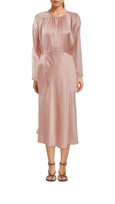 Silk Midi Dress In Rosado Elegant Midi Look